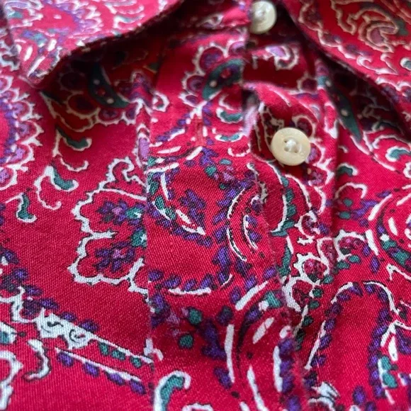 Western Holiday Paisley Button Down | Red Western Shirt | Vintage RL Christmas - Picture 4 of 6